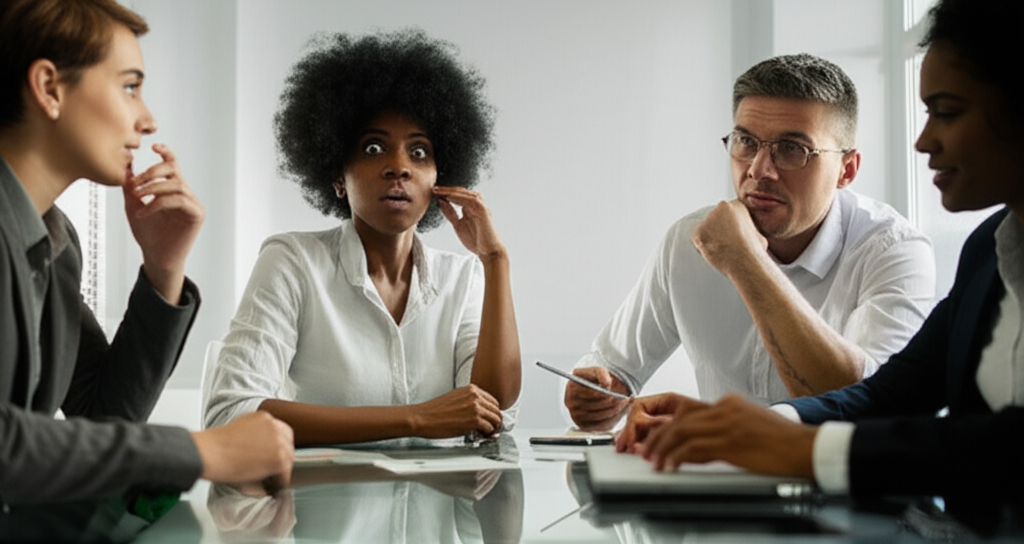 Business team experiencing new emotions